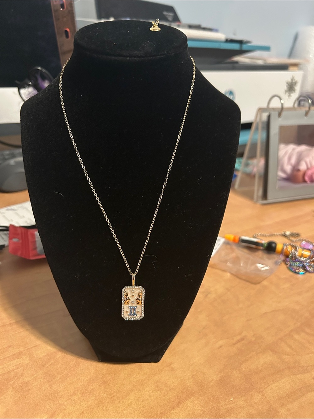 Mayamar Set Gemini Gold and Silver Dog Tag Pendant Necklace, bracelet/earings